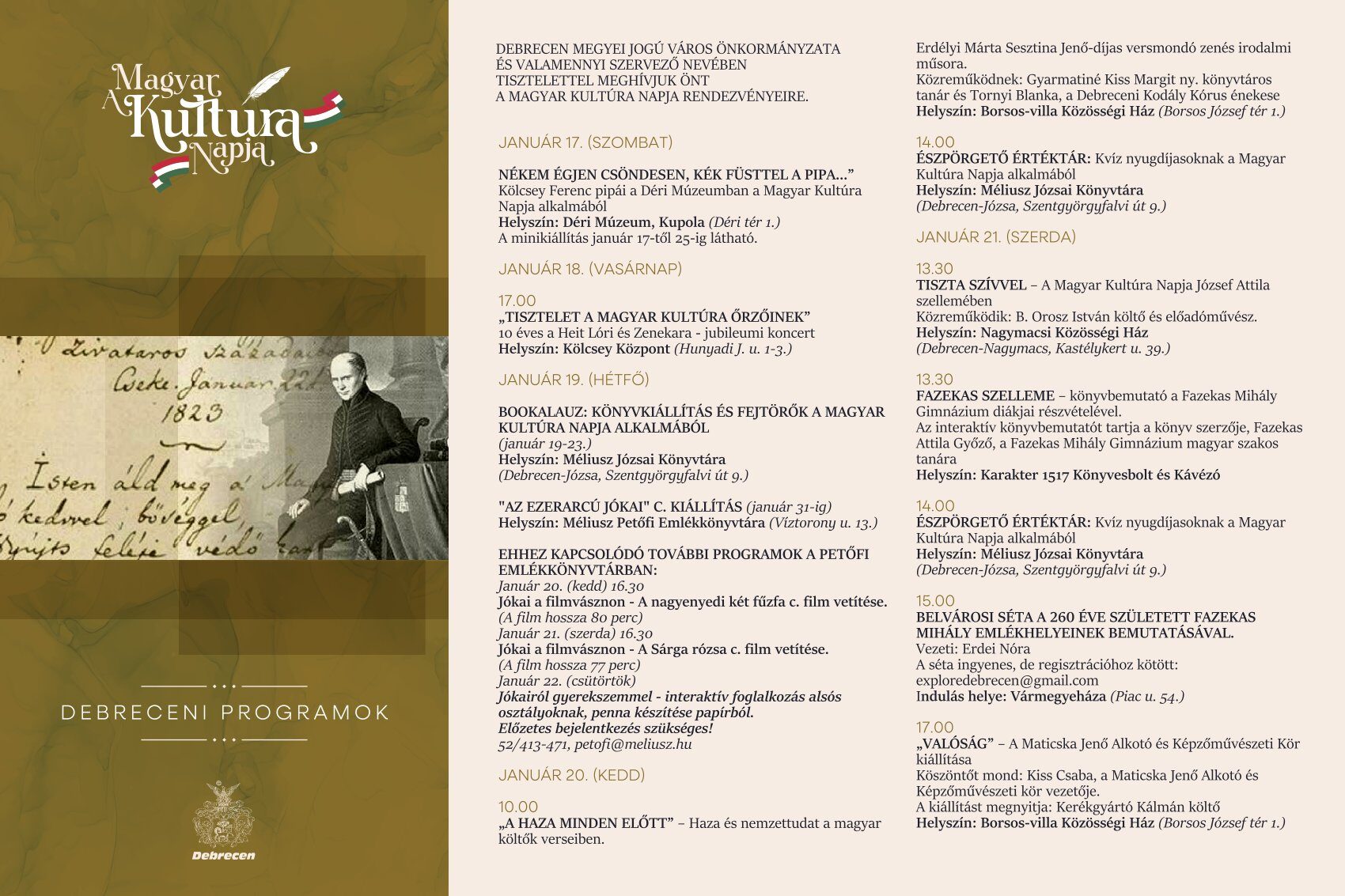 Magyar Kultúra Napja - Debreceni programok